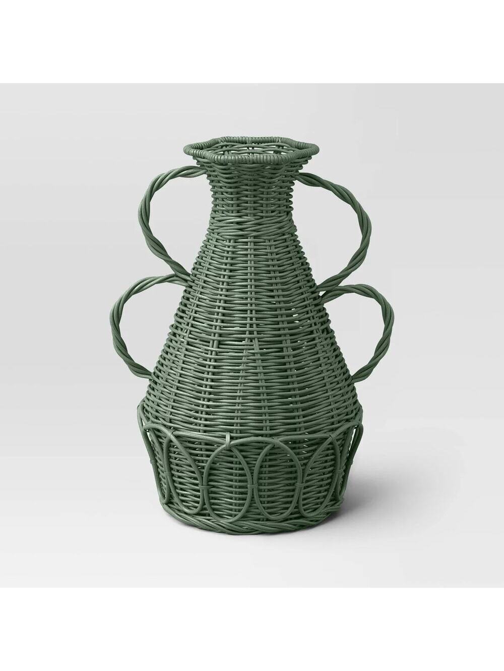 Threshold NWT Coastal Small Rattan Vase Green
